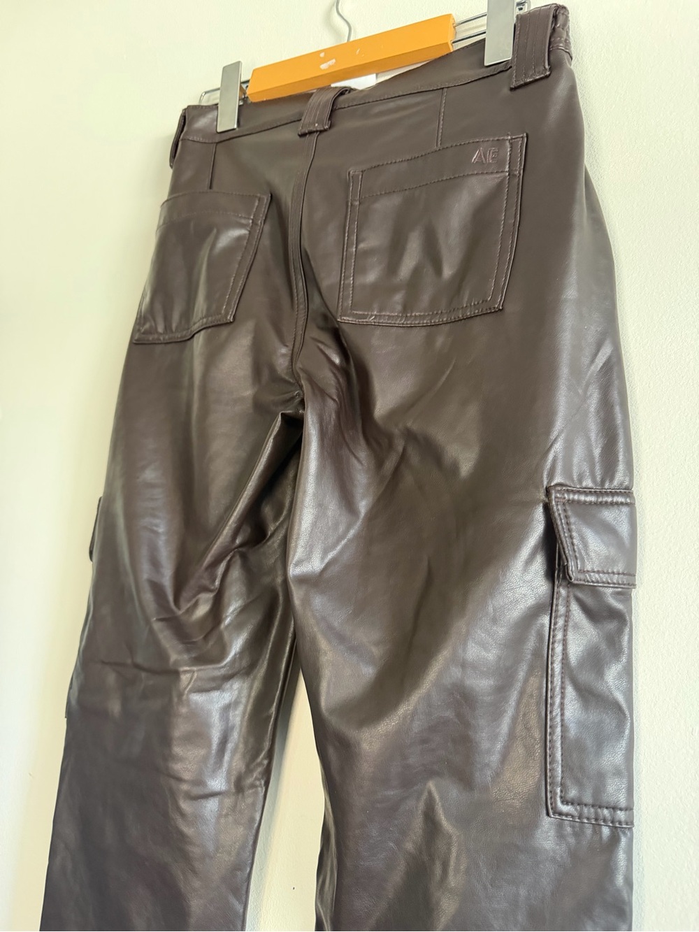 American Eagle Brown Faux Leather Cargo Pants | Y2K Utility - Picture 10 of 12